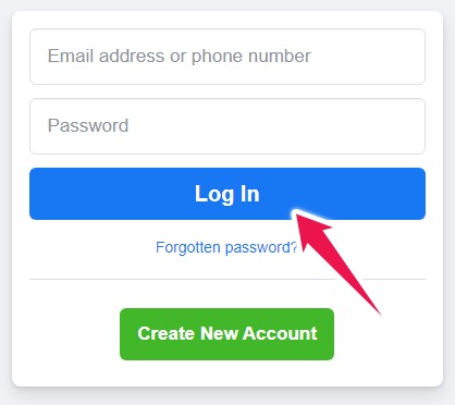 Enter Facebook Username and Password